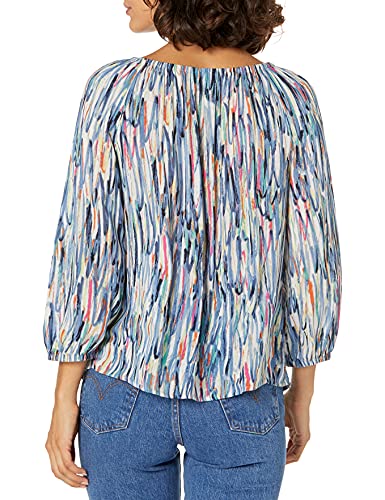 Nic+Zoe Womens Toucan Shirt Blouse, Blue Multi, Small Petite Us #TOP4