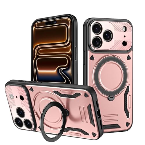 Coque iPhone 15 Pro rose gold avec anneau support silicone antichoc rigide