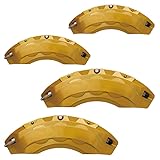 Brake Caliper Covers for Mercedes-Benz C Class, CLA, GLA, GLE Aluminum Alloy Custom Logo (4 pcs) (Gold)