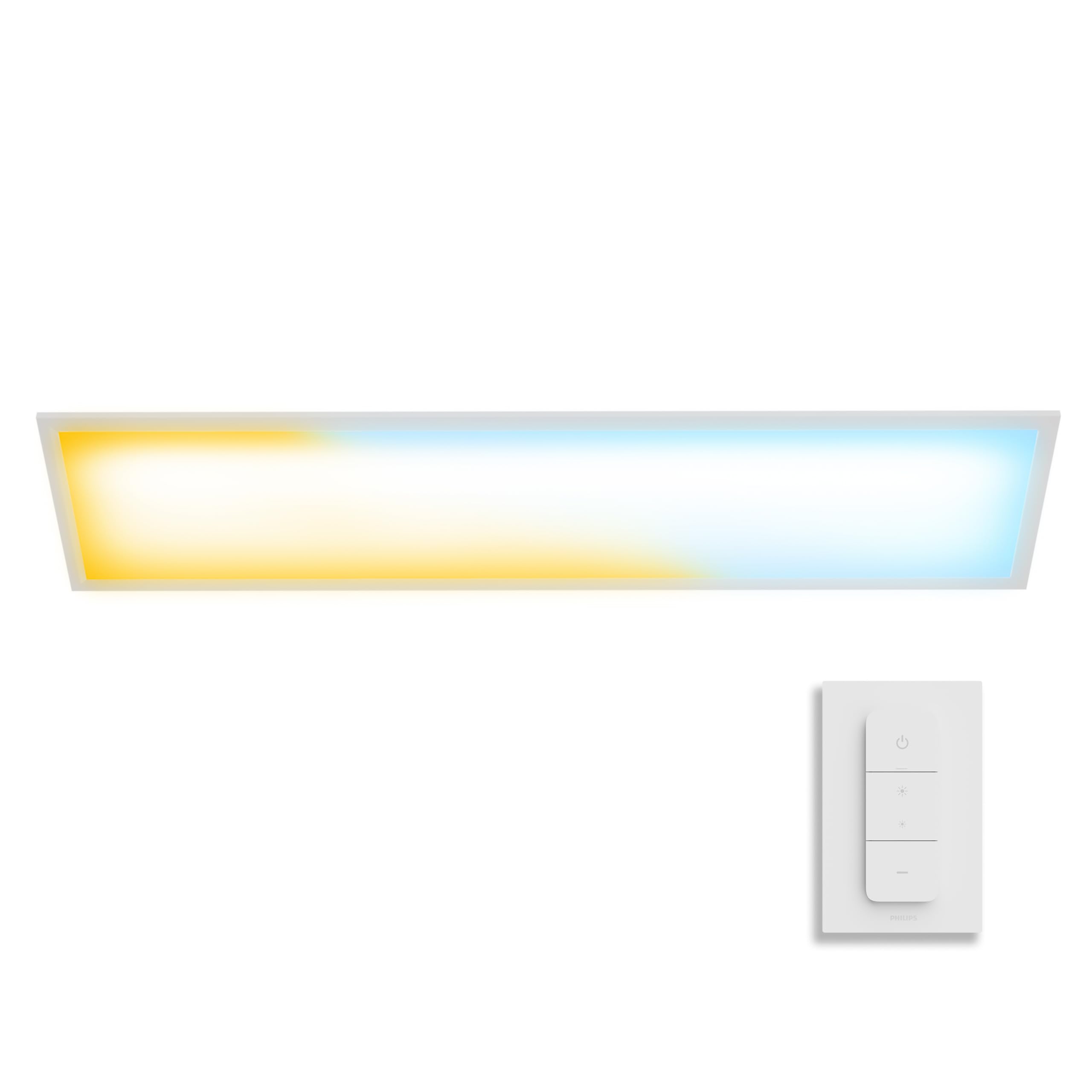 Philips Superslim Ceiling Light with Wall Switch Remote Control, 5 Preset Light Scenes, Deep Dimming 1%, Easy to Control, Easy to Install, Slim Design, 100 cm, 24W, Rectangle, White​