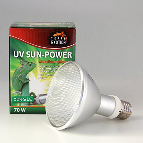 Terra Exotica UV Sun-Power Jungle Metalldampflampe -35Watt, 50Watt oder 70 Watt – Terrarium UVB & Wärmestrahler, Tageslichtspektrum mit hoher UV-Leistung, ideal für tropische Reptilien (35, Watt)