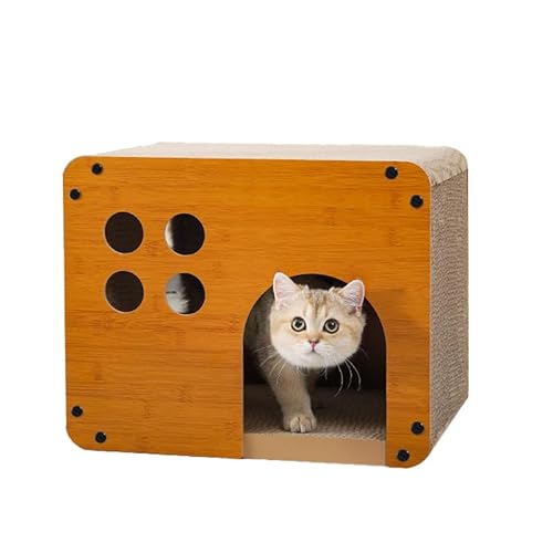 猫 爪研ぎ キャットハウス 箱式 爪とぎ ベッド 両用 猫爪とぎボックス 猫用 ダンボールハウス 組み立て式 省スペース ストレス解消 家具破壊防止 型崩れしにくい ねこ 耐荷重10KG 高密度段ボール 運動不足改善 通気 耐久 おもちゃ A型