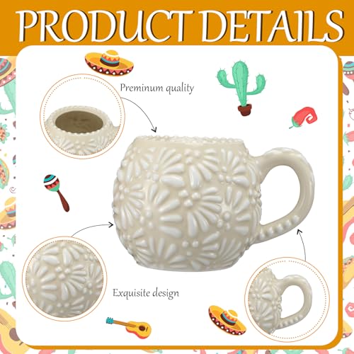 Set 2 Mugs Mexicanos de Cerámica Beige y Blanco 12 oz miniatura 3
