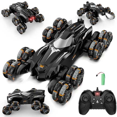 Remote Control Car, 2.4Ghz 8WD Rc Stunt Car with Automatic Demonstration, 360° Spins, Music and LED Lights, Remote Control Cars for Boys 4 5 6 7 8-12, Christmas Birthday Gifts Toys for Boys