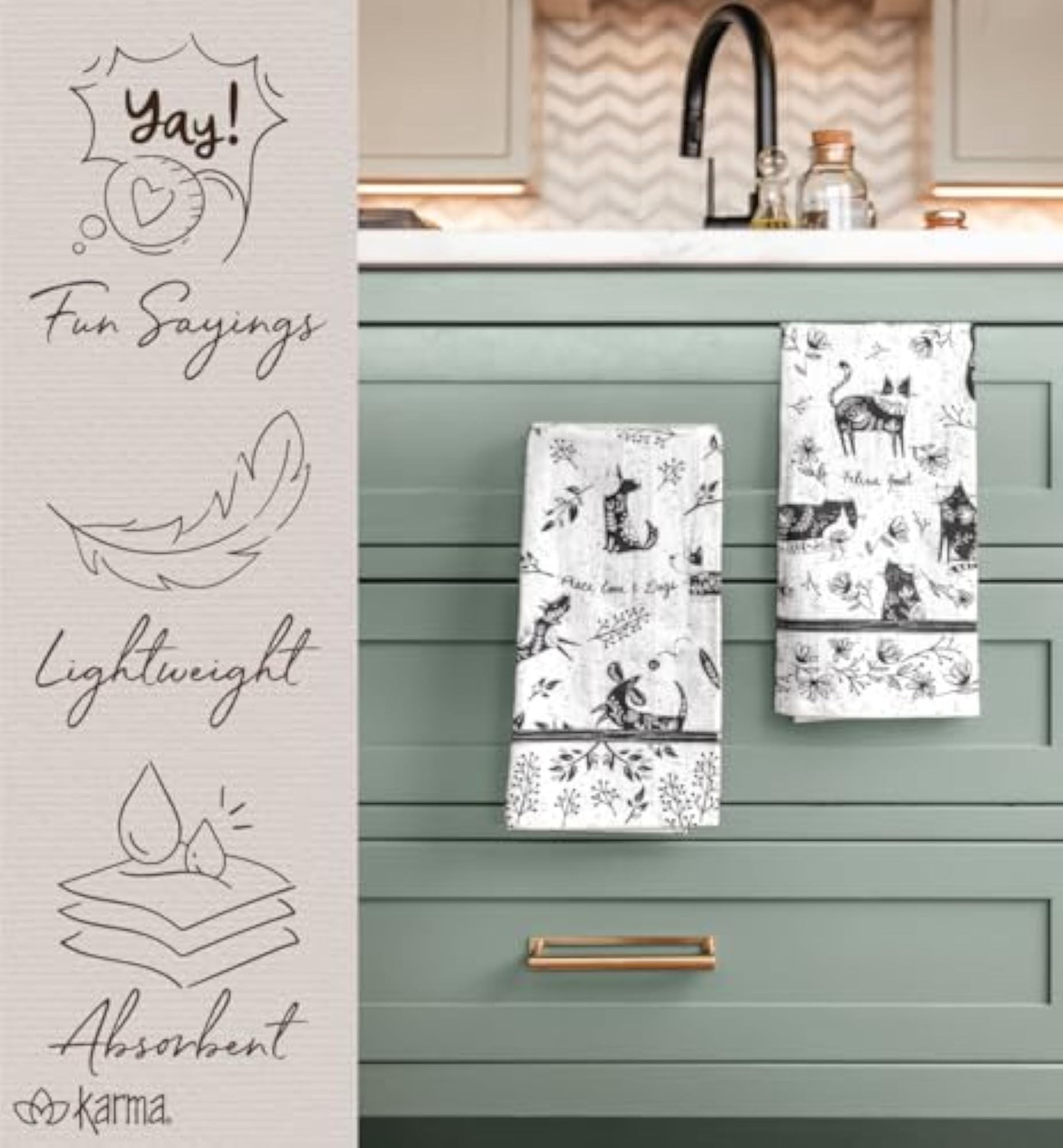 Boho Decorative Kitchen Towels, Absorbent Cotton Dish Towels