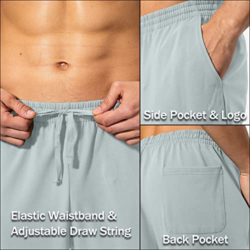 Image of Pudolla Men's Cotton Yoga Sweatpants Athletic Lounge Pants Open Bottom Casual Jersey Pants for Men with Pockets