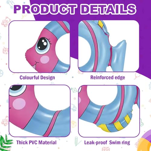 Image of Glan Swimming Ring Adult /Kids Inflatable Pool Float Tube Circle Water Toys Air Mattress Pool Swim Tube (Multi Color) (Animal Swimming Ring 4)