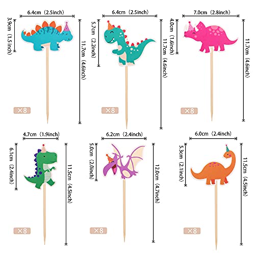 48 Pcs Assembled Dinosaur Cupcake Toppers Baby Dinosaur Cupcake Picks Dino Theme Baby Shower Kids Birthday Party Cake Decorations Supplies #TOP1