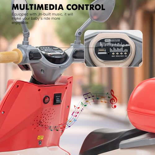 Baybee Trixo Battery Operated Bike for Kids, Ride on Toys Kids Bike Scooty with Music & Light, Baby Rechargeable Battery Bike, Electric Bike for Kids to Drive 1 to 4 Years (Sandle/RED) - Image 3