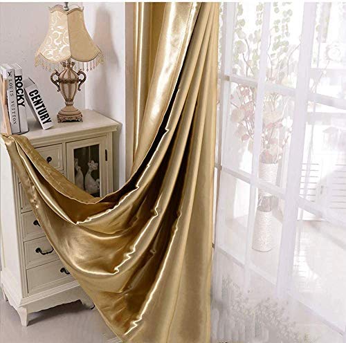 MYRU Lot De 2 Rideaux d'or Semi-occultants pour Rideaux d'or à œillets de Chambre à Coucher de Salon pour Windows (Doré,2 x L 140 X H 260 cm)