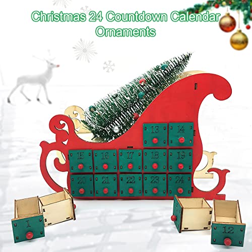 Fisca Christmas Advent Calendar With Lights, Wooden Christmas Countdown Decoration Calendar With 24 Drawers For Gifts (11.2'' X 7.9'' X 3.2'') #TOP1