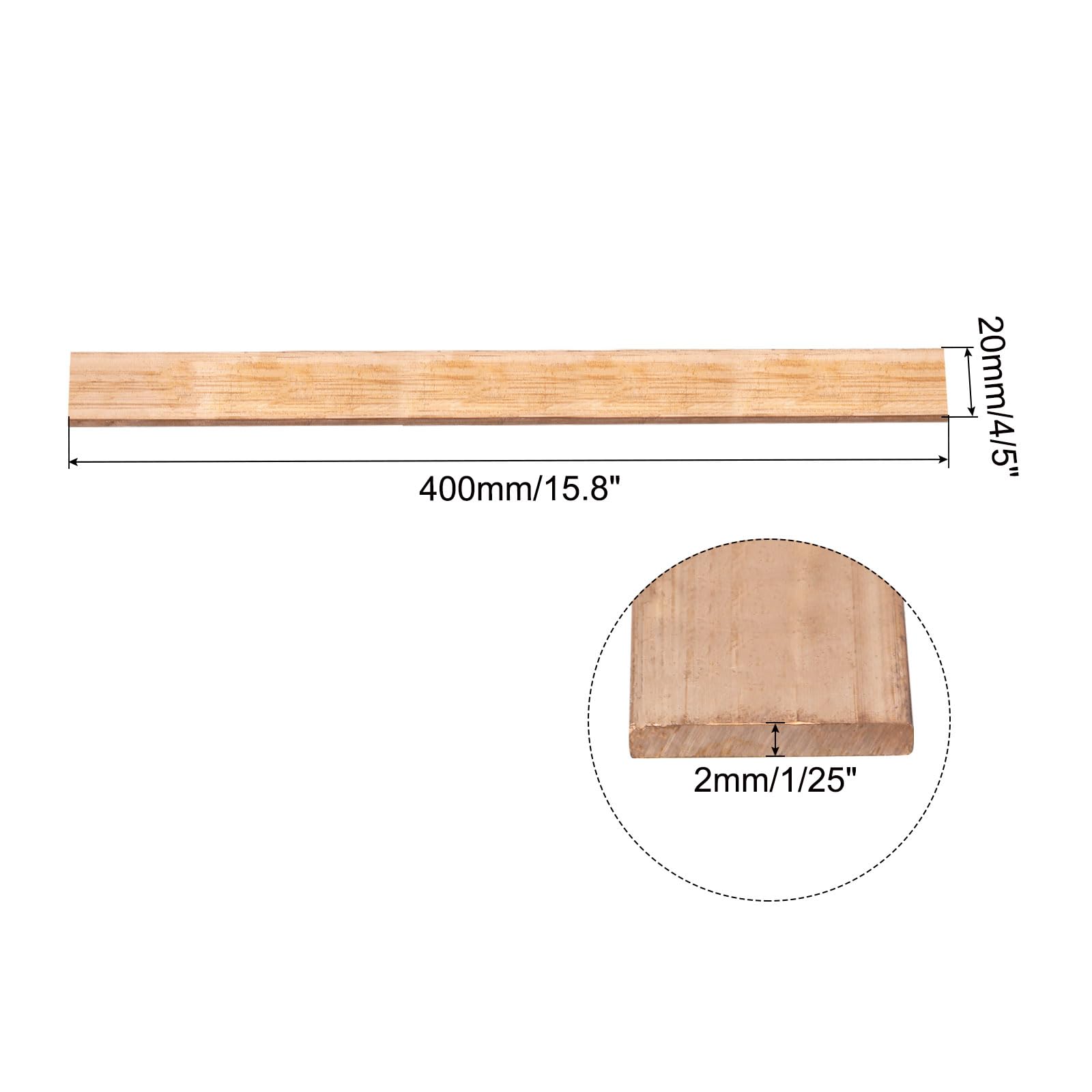 QUARKZMAN 2pz 15,8" x 4/5" Rame Piatto Barra,1/25" Spessore Rame Barra Scorta per Messa a terra Sistemi Progetti architettonici