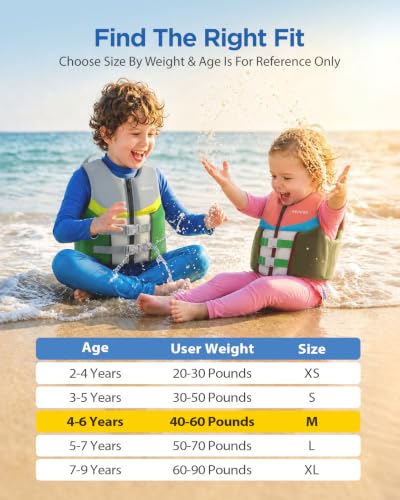 AEOCOO Toddler Swim Vest for 50-70 Pounds, Kids Pool Floaties Vest 5-7 Year Old, Puddle Swim Jumper Buoyancy Jacket, Boys, Girls, Niños, Coral Paradise - image 3