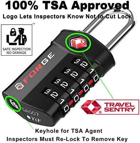 Forge TSA Lock 2 Pack - Open Alert Indicator, Easy Read Dials, Alloy Body