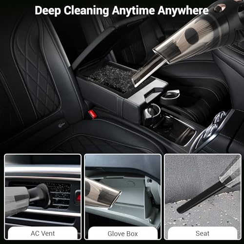 Image of MILAGROW CoinSucker 12V Handheld Car Vacuum Cleaner,8200Pa Suction,Portable Vacuum for Quick Car Cleanup with Crevice Tube, Cleaning Brush, 500 ml Dustbin and Reusable HEPA Filter