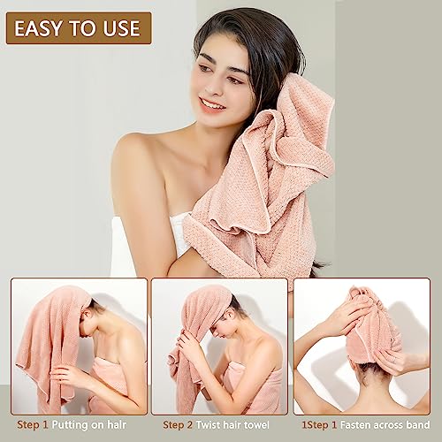 Image of Microfiber Hair Towel Quick Dry Hair Towel Hair Drying Towels Suitable for All Kinds of Hair Ultra Absorbent Long and Thick Hair 20X40inch Grey (1pcs)