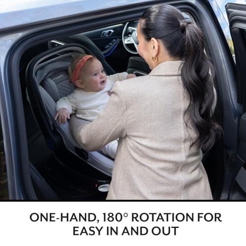 Image of Evenflo Shyft Intuiti+ Travel System Featuring Revolve180 LiteMax NXT Preemie and Infant Car Seat with SensorySoothe and Green & Gentle (Flint)
