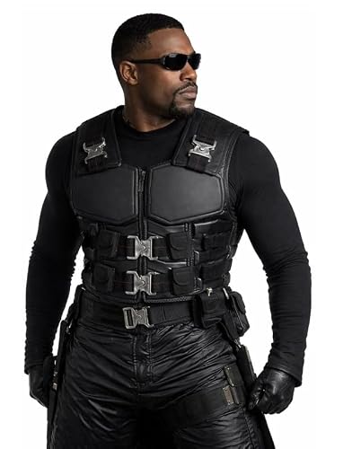 ZM ATTIRE Blad3 Wesley Snipes Gilet en cuir fait main Cosplay Costume, Noir – Cuir synthétique., XS