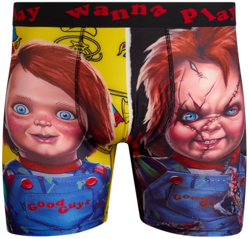 Chucky Men's Boxer Briefs - No Fly, Anti-Chafing Stitching, Comfort Shaped/Cotton Lined Crotch