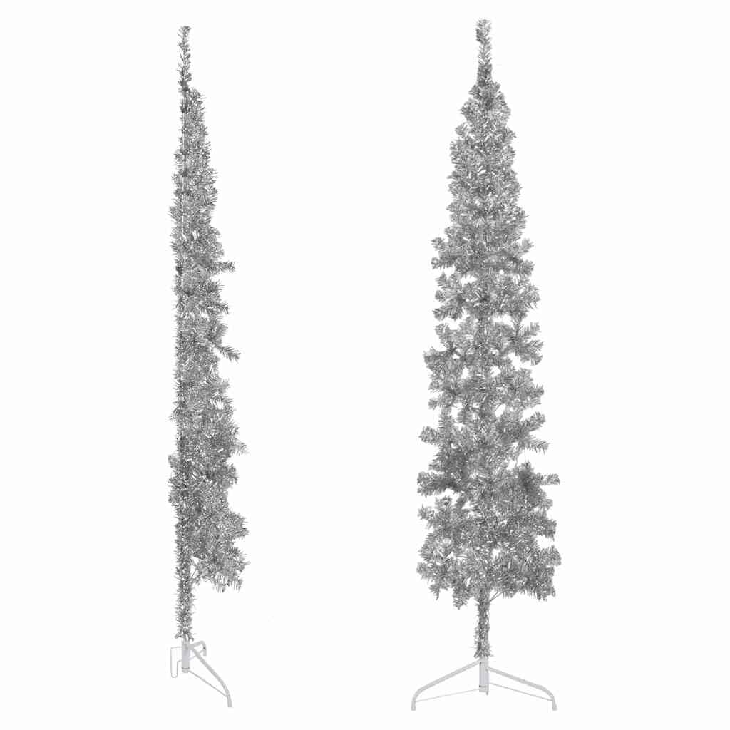 Semi-árbol de Navidad artificial delgado 240 cm plata