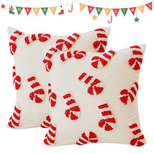 Kissenbezug Weihnachten Krücke 45x45, 2er Set Weihnachtsdeko...