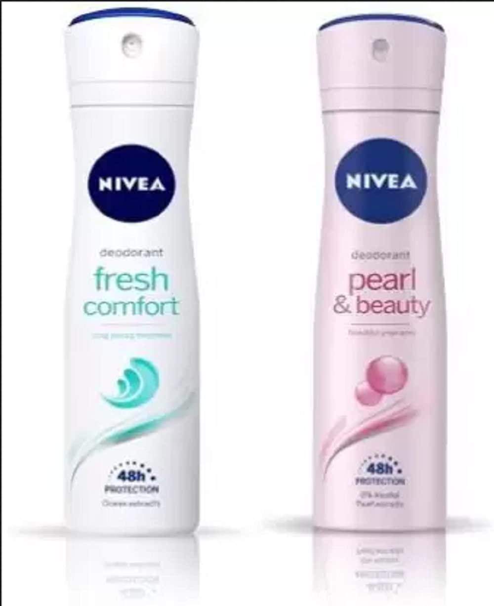 NIVEA Women Deorant with two flavor combo deo for women fresh comfort and peqarl and beauty deo forw women deo girl deo Deodorant Spray - For Women (300 ml, Pack of 2)-picture-32
