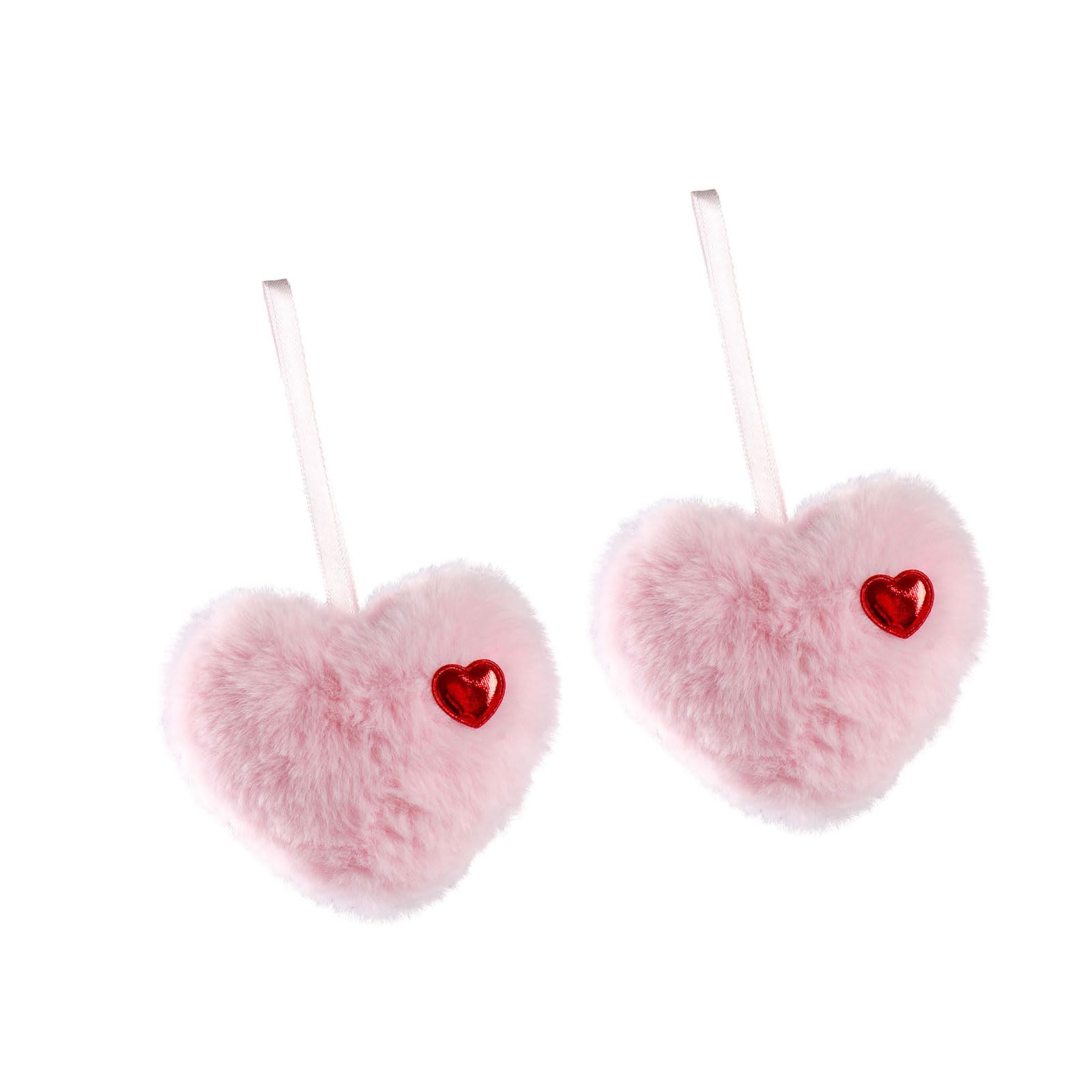 LUCKGONI 2Pcs Soft Plush Heart Shaped Ball Ornament Valentine's Day Decoration For Christmas Tree Wall Festival Decoration