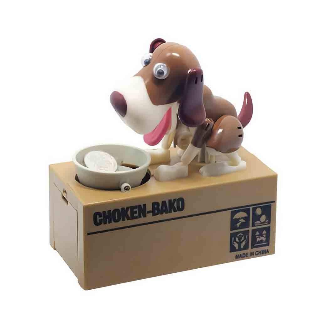 ZJF Piggy Bank Hungry Dog Piggy Bank Cute Dog Steals Coins Like Magic Coins Toy Money Banks Children's Birthday Gift Dog Safety Saving Pot 6.3 × 5.9 × 3.15 Inch for Boys Girls (Color : Brown+White)