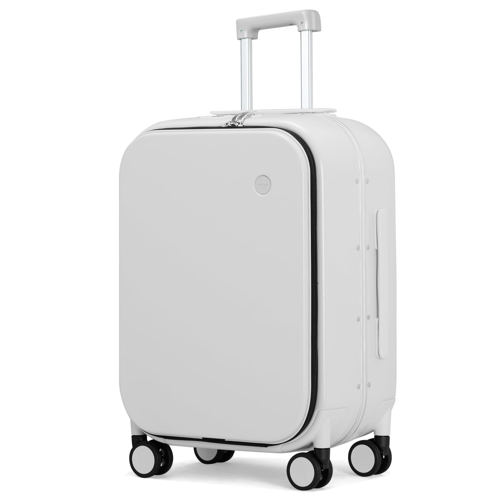 Luggage Suitcase with Spinner Wheels, 24'' Checked Travel Luggage Aluminum Frame PC Hardside with Cover - Smoke White