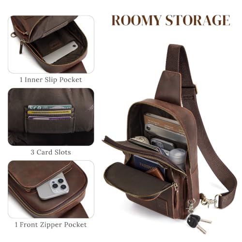 S-ZONE Genuine Leather Sling Bag Unisex