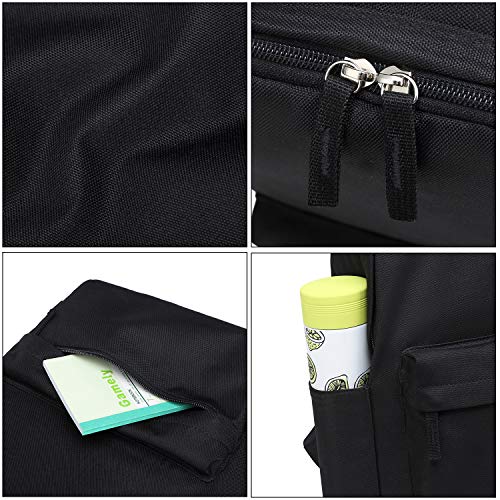 abshoo Lightweight Casual Unisex Teen Boys Girls Backpack for School Solid Color Bookbag for Women Men (Black)3