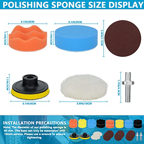 DAMIII Kit per Lucidatrici Auto, 31pcs Tampone