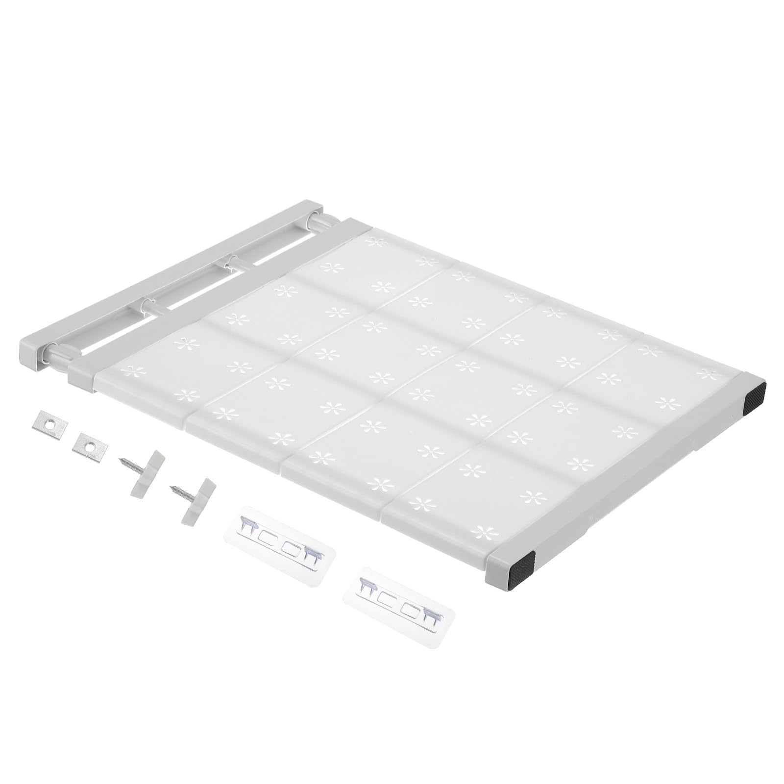 sourcing map Expandable Closet Tension Shelf 48cm to 80cm Adjustable Closet Organizer 2.5cm x 35cm Flower Pattern Storage Rack for Wardrobe Cupboard Kitchen Bedroom