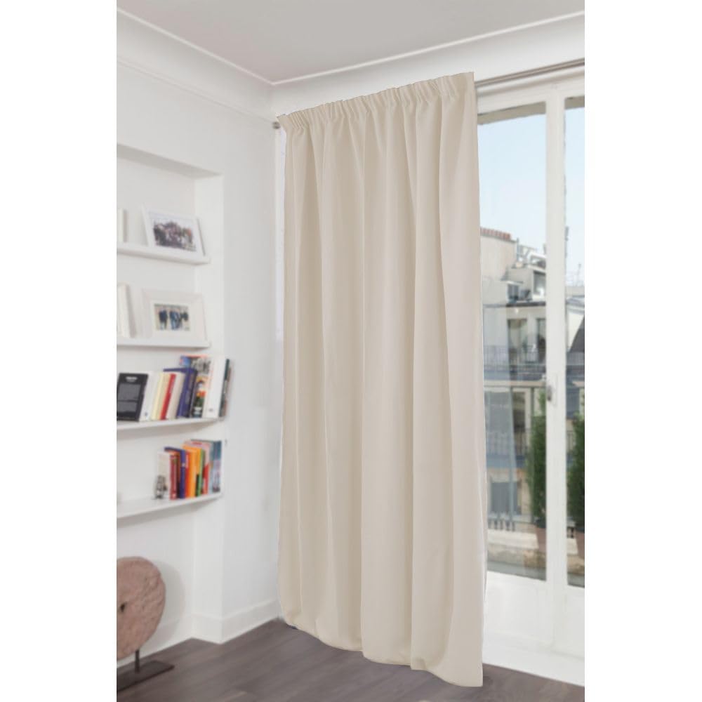 Moondream ThermActiv® 2en1 Invierno+Verano Cortina Térmica | Aislante Anti-Calor y Anti-Frío | Opaca | Tecnología Patentada Trabilla Fruncida | Beige MC634 | 140An x 300Al cm