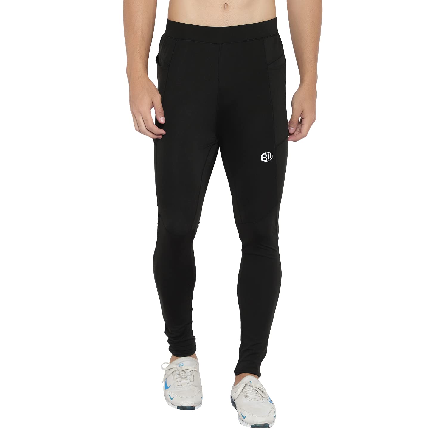 Tight Pant Black Polyester Gym Workout Compression Tights for Men