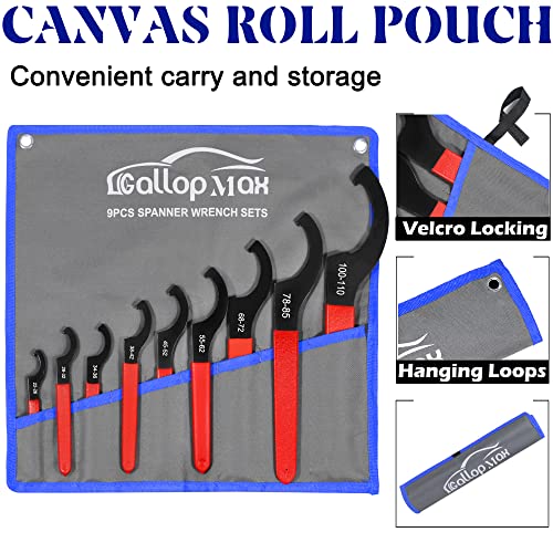 GallopMax 9Pcs Coilover Spanner Wrench Set, Universal Spanner Wrenches Motorcycle Shock Wrench Adjustable Carbon Steel ATV Coil Over Adjustment Tool (Blue) - Image 3