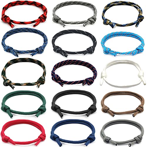 15Pcs Nautical Braided Handmade Rope String Adjustable Bracelets for Men