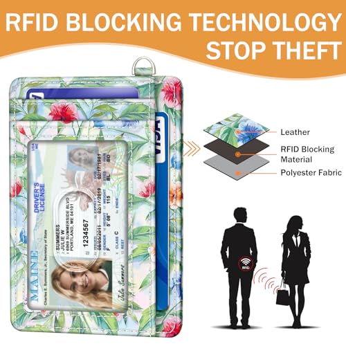 Image of Yonlevres Hummingbird RFID Wristlet Wallet Women Credit Card Holder Slim | Front Pocket, Handy, RFID Blocking, Woman Girls Ladies Gifts, D-ring for Keychain,Thin Mini Card Case, ID Window, PU Leather