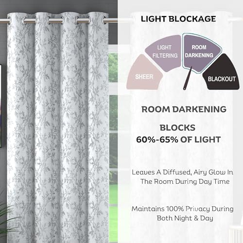 Image of FRESH FROM LOOM Heavy Jari Jacquard Premium Luxury Floral Curtain 5 Feet Window for Living Room | Light Blocking 80% Semi Blackout | Eyelet Rings | Fade Resistant Parda (5feet, Grey, 1pc only)