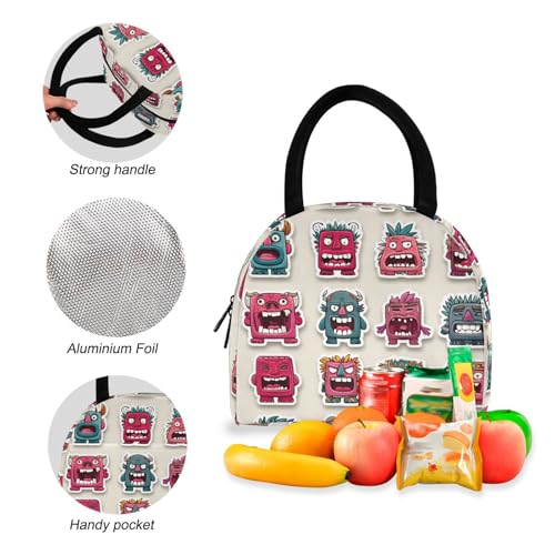 Cute Tiki Pattern Print Backpack Set with Lunch Bag, Large Capacity Travel Backpacks and Lunch Box Insulated for Commute Hiking Picnic4