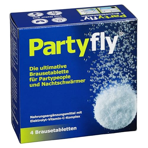 PARTYFLY Brausetabletten 12 Stück = 3 x 4 Stück - mit Vitamin C und Elektrolyten - reload
