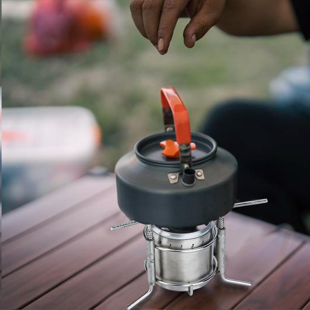 SUPERFINDINGS Fornello Ad Alcool Da Campeggio Fornello Ad Alcool Solido Bruciatore Portatile Supporto Fornello per Liquidi Pieghevole Ultraleggero In Acciaio Inossidabile con Supporto per Rack