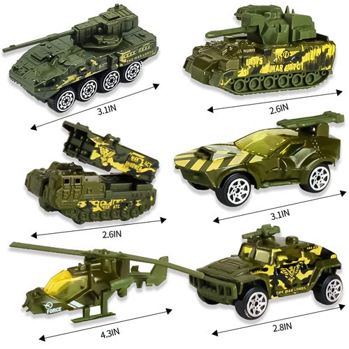 Blooming Lilies BL6970383678841-1 Toy Cars For Toddlers1-3 4-7, 6 Pcs Mini Diecast Car Set With Helicopter, Tank, Vehicle thumb #3