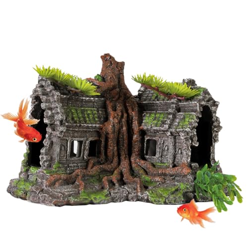 fazhongfa Décorations pour aquarium - Temple Betta - Ruines - Décoration pour aquarium - Accessoires de poissons de petite et moyenne taille - Décoration en...