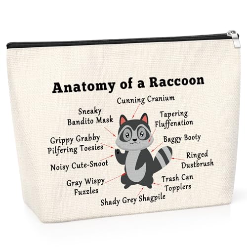 Raccoon Gifts Anatomy of a Raccoon Makeup Bag Raccoon Themed Gift for Raccoon Lover Raccoon Funny Gift for Raccoon Lover Funny Animal Lover Presents for Girl Birthday Christmas Toiletry Bag