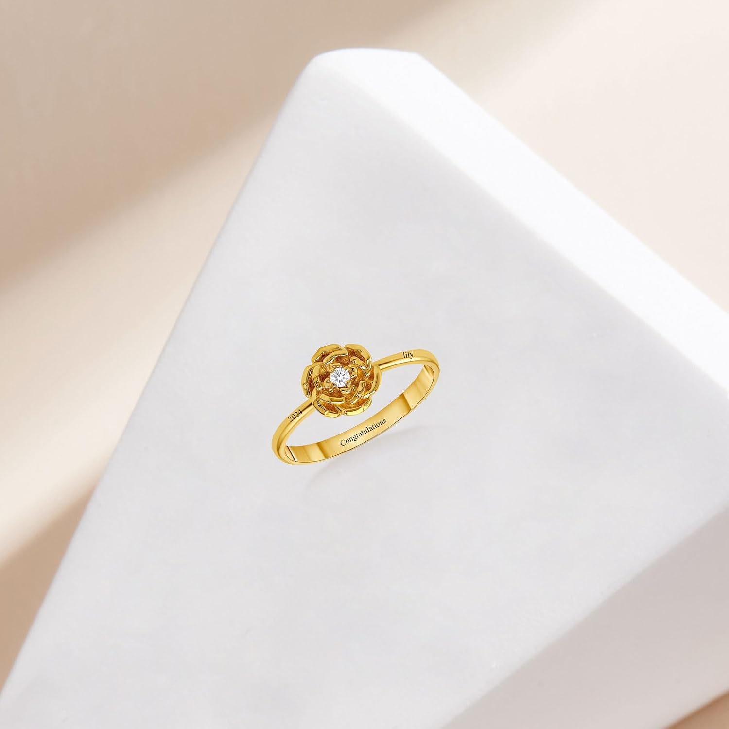 Class Rings for Women Sterling Silver/10K/14K/18K Gold Customizable Graduation Ring Gift for Her College Graduation