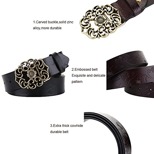 Women's Leather Belt for Dress Jeans Belt Vintage Genuine Leather Wide Waist Belts for Women3
