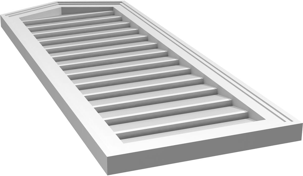 GVSPE16X4202SF-05 Peaked Top Brickmould Frame, Primed Tan Signature Series Surface Mount Gable Vents, 16-in. W x 42-in. H, Unfinished