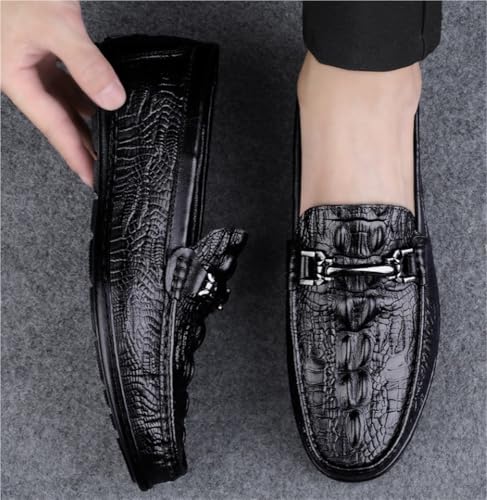 Mens Loafers Slip On Faux Crocodile Leather Driving Shoes Flat Heel Resistant Comfortable Wedding Fashion Lightweight Casual3