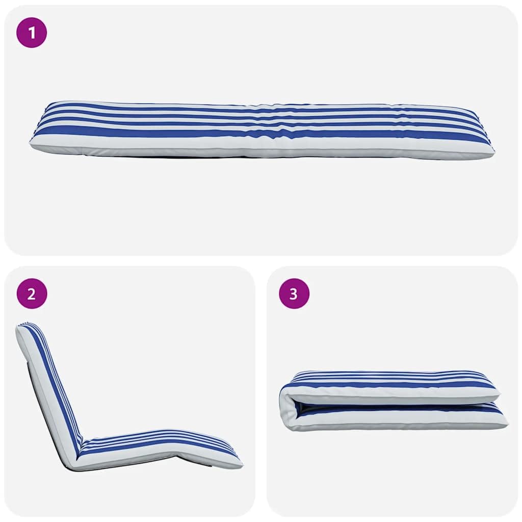 Klappbare Gartenliege Blau-Weiß 175x54 cm mit Wasserabweisendem Oxford-Gewebe für Strand, Balkon, Terrasse und Camping, Verstellbar für Entspannung und Sonnenbaden